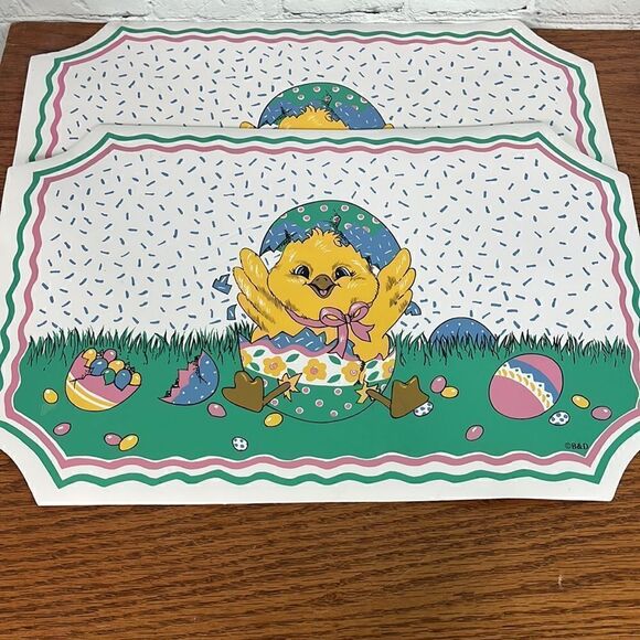 Vintage Easter placemats set 7, 4 different pics - Picture 4 of 5